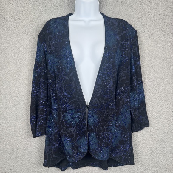 Onyx Nite Tops - VTG Onyx Nite by Wendye Chiatin Top Womens 2X Glitter Glam Wrap Office Career